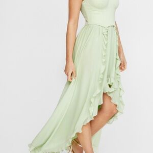 Elegant Green Ruffle Dress